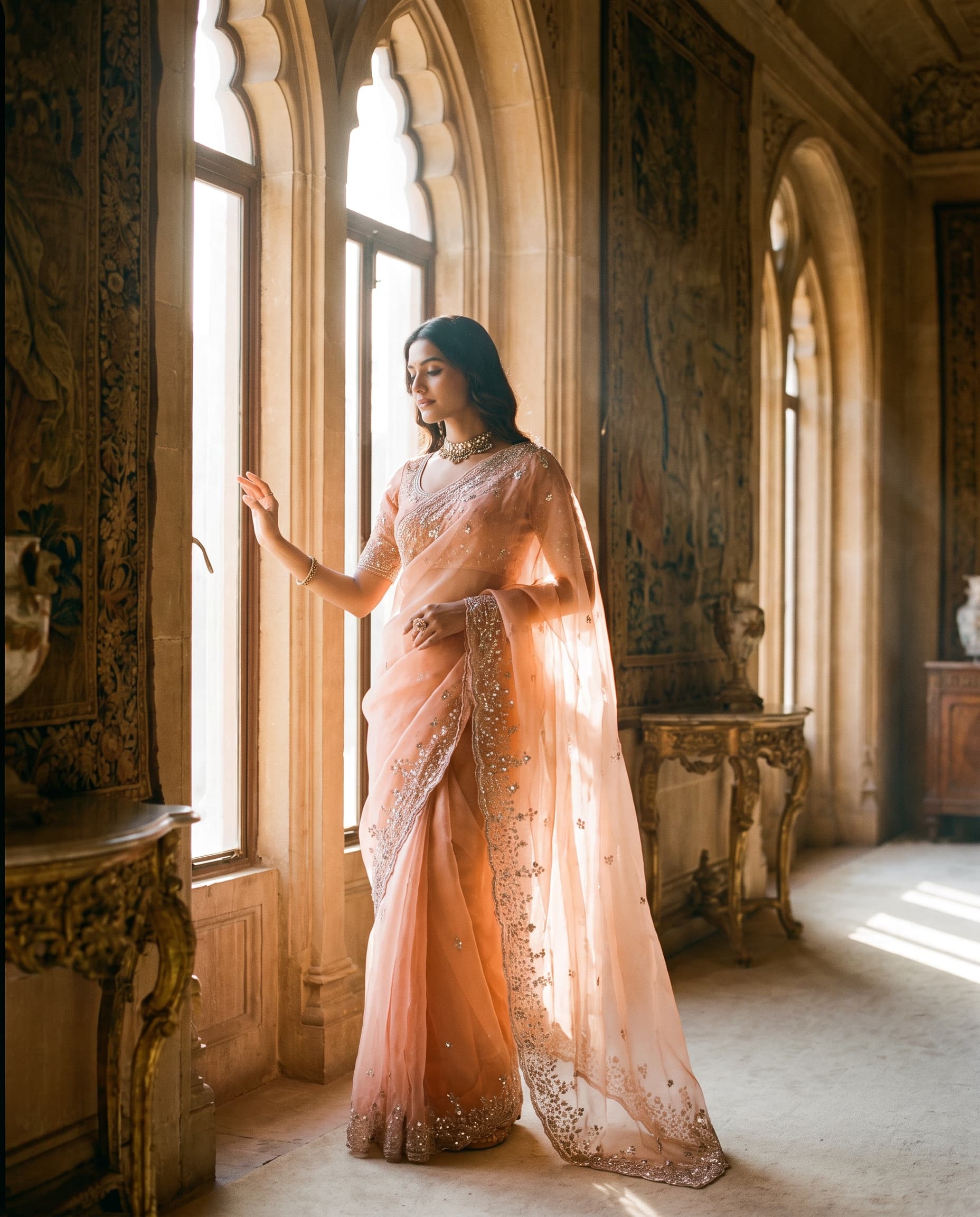 Block-Print Cotton Saree