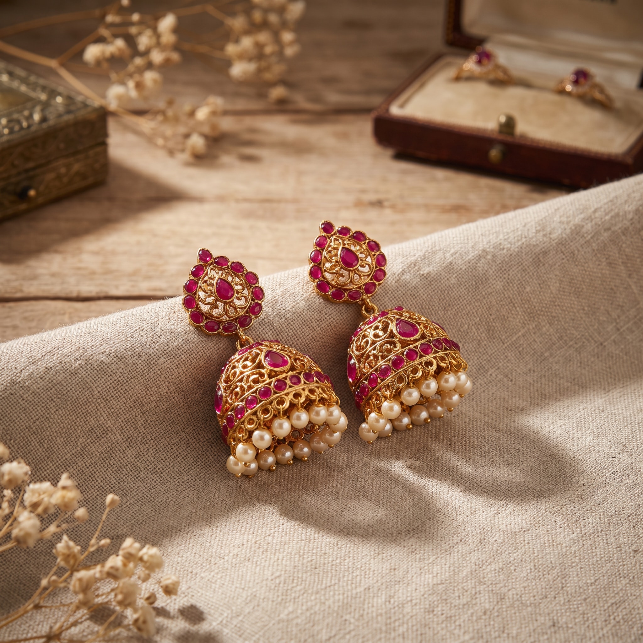 Jhumka Earrings · Ruby