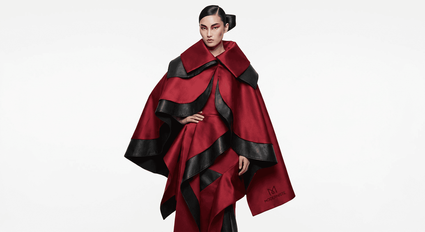 Panelled Cape · Crimson