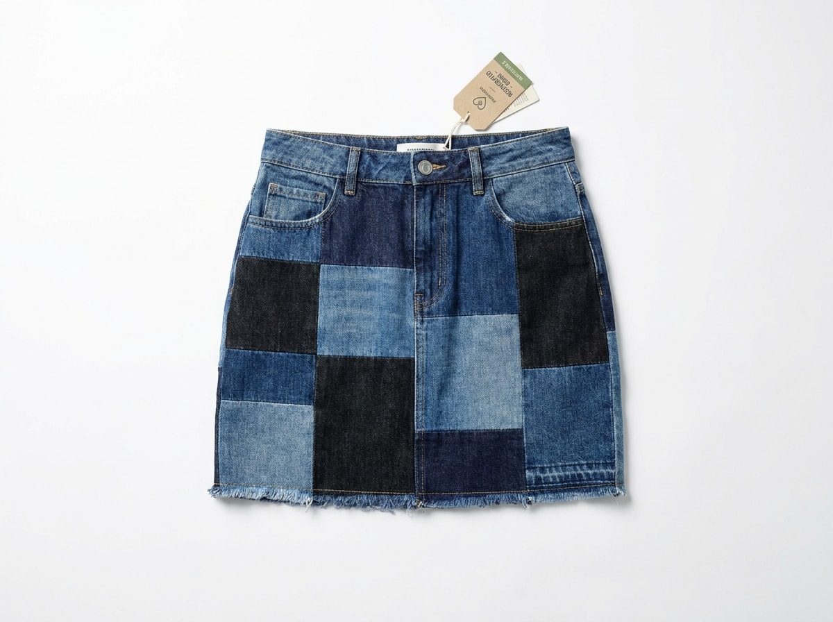 Patchwork Denim Skirt