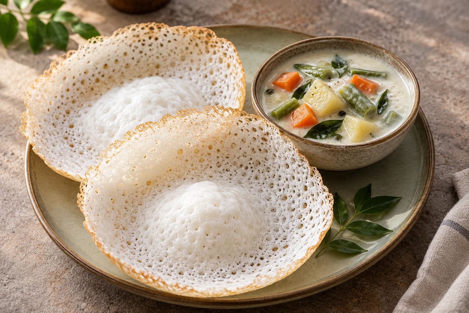 Appam & vegetable stew