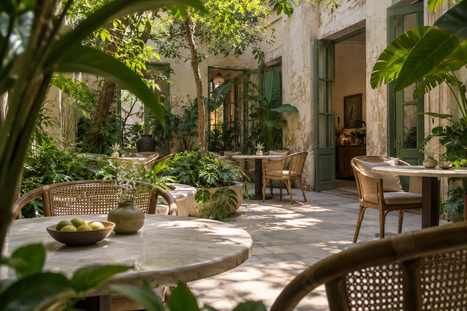 The courtyard sets the pace.