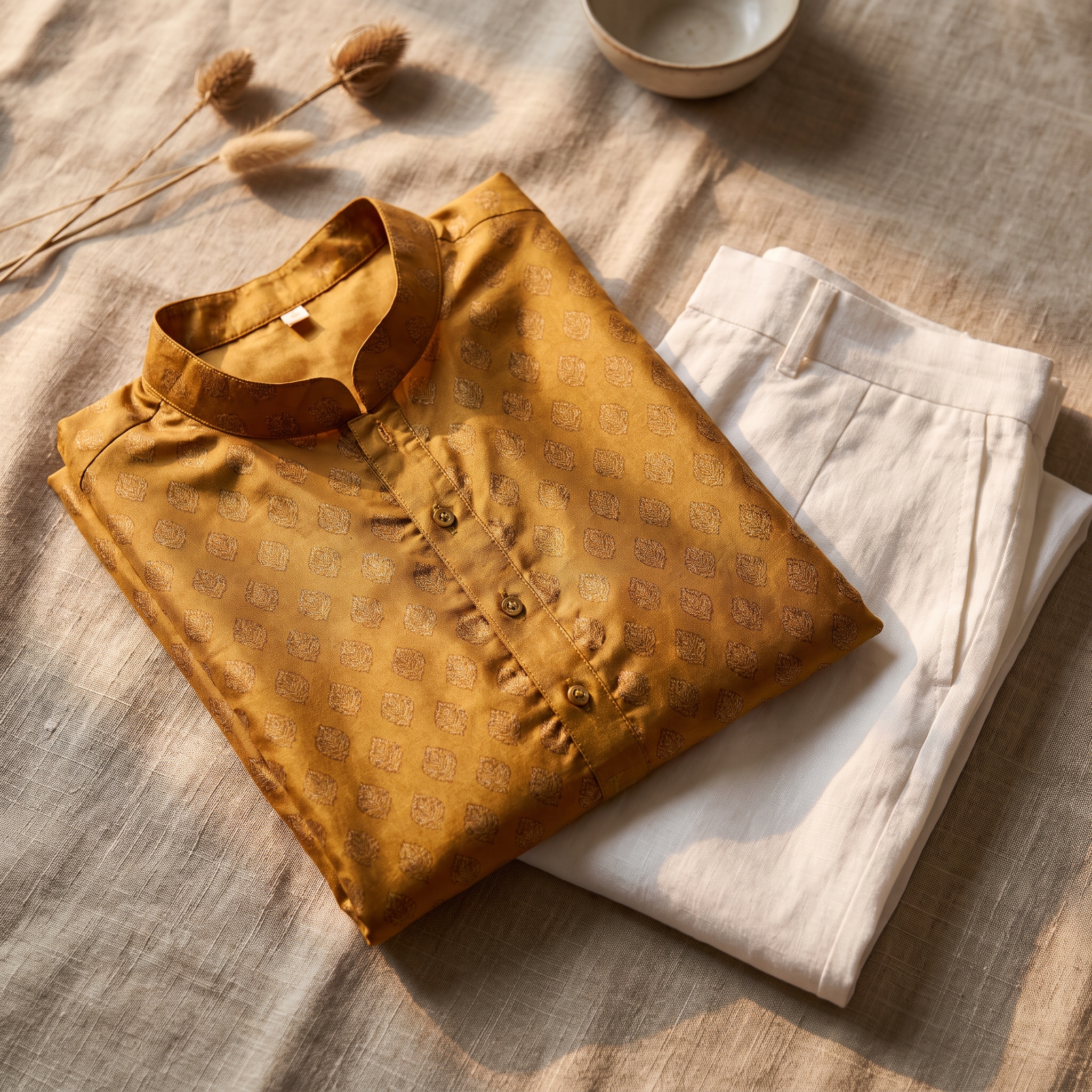 Chanderi Sage Block-Print Saree