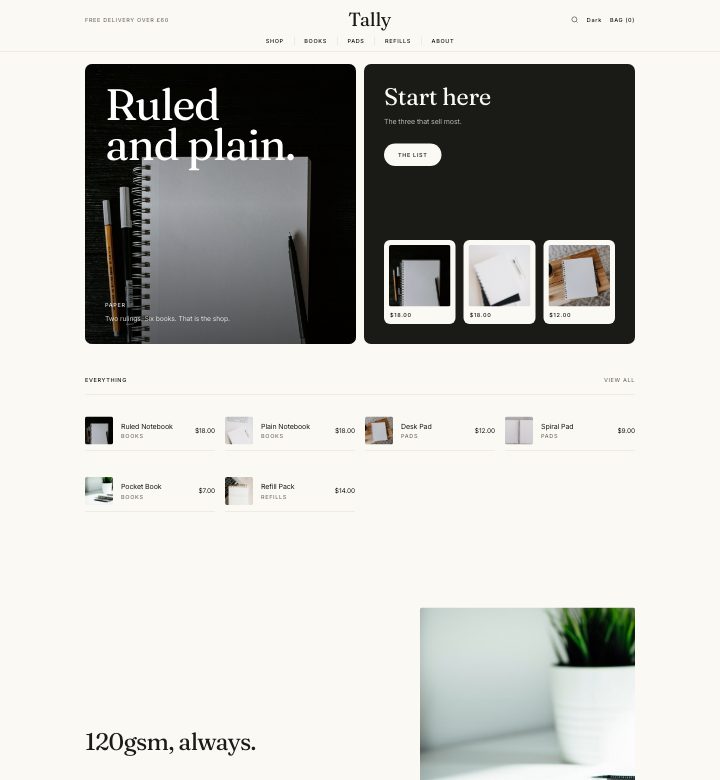 Tally storefront